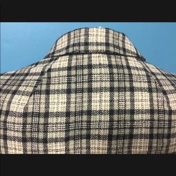 Vintage Pendleton Coat Blazer grey Tan Bk 100% Virgin Wool Plaid Women 12 USA - Picture 7 of 11